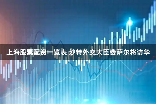 上海股票配资一览表 沙特外交大臣费萨尔将访华